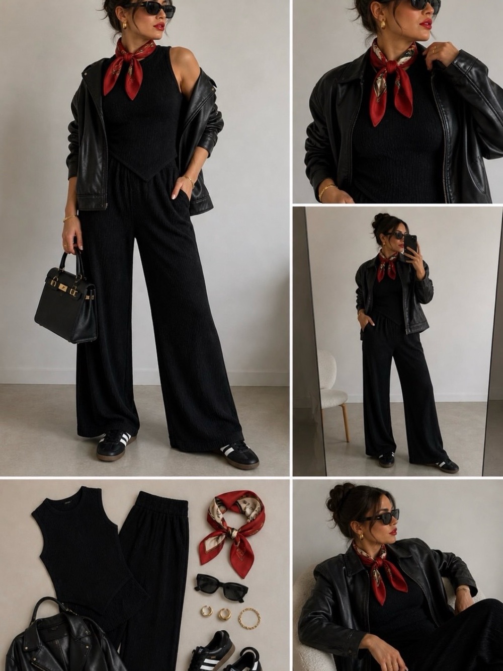 Black Crinkle Lounge Set